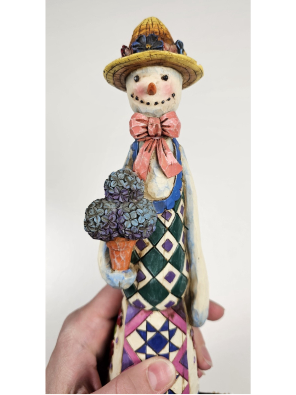 Jim Shore Heartwood Creek SIGNED 2004 Winter Bloom Snowman Figurine 112255 As Is - Picture 5 of 12